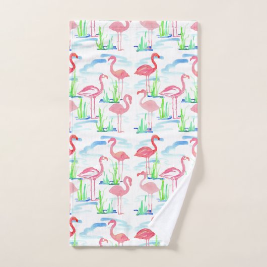 Roze flamingo's vijver vogels bad handdoek (Handdoek)