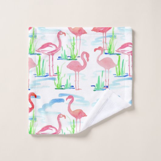 Roze flamingo's vijver vogels bad handdoek (Wasdoekje)