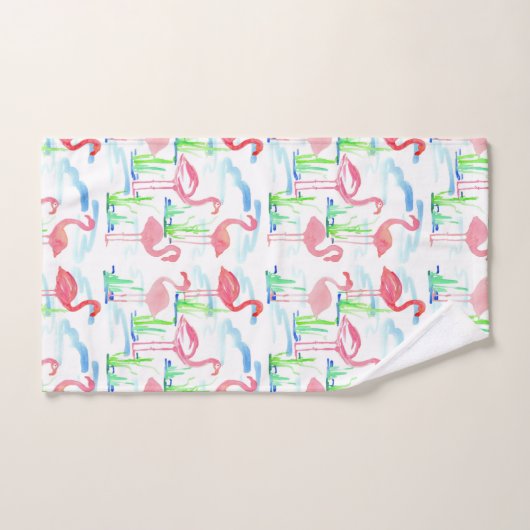 Roze flamingo's vijver vogels bad handdoek (Handdoek)