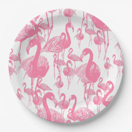 Roze Flamingo's Vintage 1950's Retro Picknickfeest Papieren Bordje