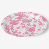 Roze Flamingo's Vintage Jaren '50 Retro Picknickfe Papieren Bordje (Gekanteld)