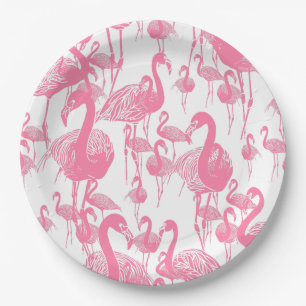Roze Flamingo's Vintage Retro Picknickfeest Jaren  Papieren Bordje