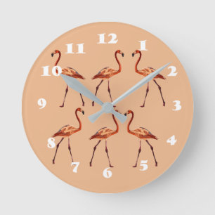 Roze Flamingo's wandklok