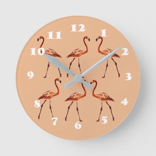 Roze Flamingo's wandklok (Voorkant)