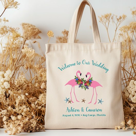 Roze Flamingos Weddenschap Welkomsttas Tote Bag