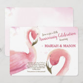 Roze Flamingos Wedding Jubileum Kaart (Voorkant / Achterkant)
