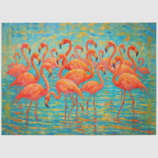 Roze flamingo's, weefsel of ontkoppelingspapier tissuepapier (Voorkant)