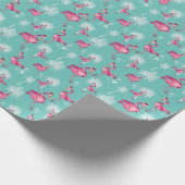 Roze flamingos White Palm Trees Kerstmis Cadeaupapier (Hoek)