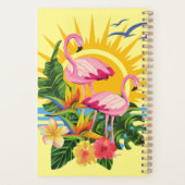 Roze Flamingo's Zonneschijn en tropische bloemen Planner (Achterkant)