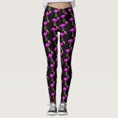 Roze Flamingo's Zwart Leggings (Voorkant)