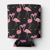 Roze Flamingo's: zwarte achtergrond  Blikjeskoeler (Achterkant)