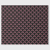 Roze Flamingo's: zwarte achtergrond Cadeaupapier (Vlak)