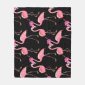 Roze Flamingo's: zwarte achtergrond  Fleece Deken (Voorkant)