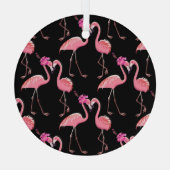 Roze Flamingo's: zwarte achtergrond  Glas Ornament (Achterkant)