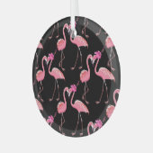 Roze Flamingo's: zwarte achtergrond  Glas Ornament (Voorkant links)