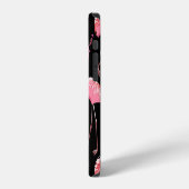 Roze Flamingo's: zwarte achtergrond iPhone Hoesje (Linkerkant)