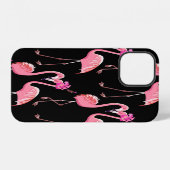 Roze Flamingo's: zwarte achtergrond iPhone Hoesje (Achterkant horizontaal)