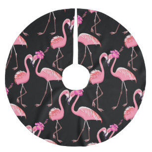 Roze Flamingo's: zwarte achtergrond  Kerstboom Rok