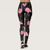 Roze Flamingo's: zwarte achtergrond  Leggings (Achterkant)