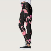 Roze Flamingo's: zwarte achtergrond  Leggings (Links)