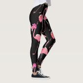 Roze Flamingo's: zwarte achtergrond  Leggings (Rechts)