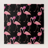 Roze Flamingo's: zwarte achtergrond Legpuzzel (Verticaal)