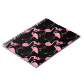 Roze Flamingo's: zwarte achtergrond  Notitieboek (Linkerzijde)