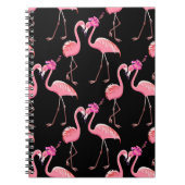 Roze Flamingo's: zwarte achtergrond  Notitieboek (Voorkant)