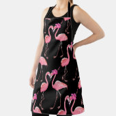 Roze Flamingo's: zwarte achtergrond Schort (Insitu)