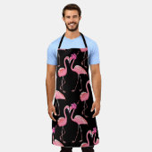 Roze Flamingo's: zwarte achtergrond Schort (Gedragen)