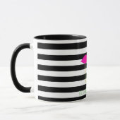 Roze Flamingo's, Zwarte Witte Strepen,Persoonlijk Mok (Links)