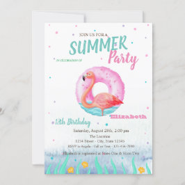 Roze Flamingo's Zwembad Drijver Verjaardagsfeestje Kaart