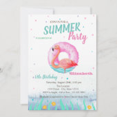 Roze Flamingo's Zwembad Float Verjaardagsfeest Kaart (Voorkant)