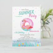 Roze Flamingo's Zwembad Float Verjaardagsfeest Kaart (Staand voorkant)