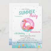 Roze Flamingo's Zwembad Float Verjaardagsfeest Kaart (Voorkant / Achterkant)