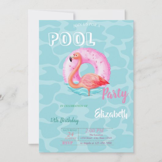 Roze Flamingo's Zwembad Float Zomer Verjaardagsfee Kaart (Voorkant)