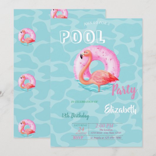 Roze Flamingo's Zwembad Float Zomer Verjaardagsfee Kaart (Voorkant / Achterkant)