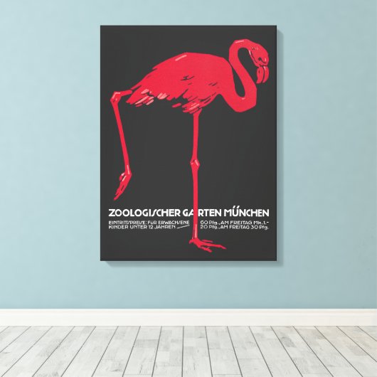 Roze flamingovogel in de dierentuin van München, D Canvas Afdruk (Insitu (Houten vloer))