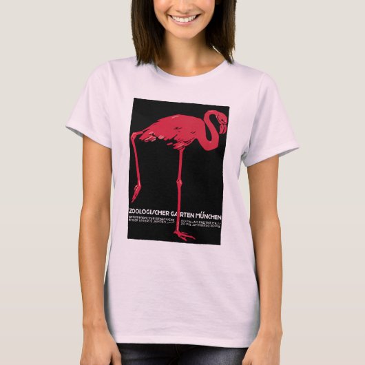 Roze flamingovogel in de dierentuin van München, D T-shirt (Voorkant)