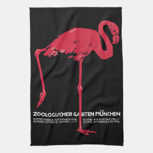 Roze flamingovogel in de dierentuin van München, D Theedoek