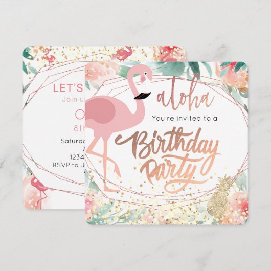 roze flamingovogel tropisch kaart (Voorkant / Achterkant)