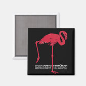 Roze flamingovogel uit de dierentuin van München i Magneet (Voorkant / Achterkant)