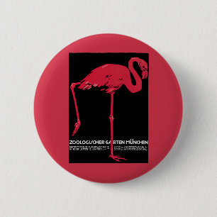 Roze flamingovogel uit de dierentuin van München i Ronde Button 5,7 Cm