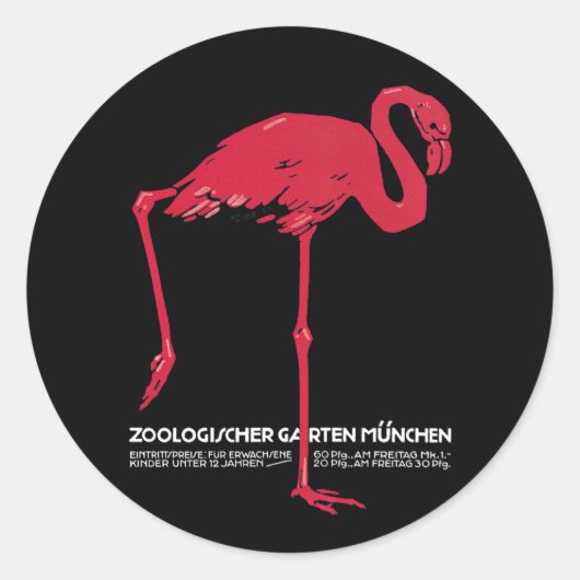 Roze flamingovogel uit de dierentuin van München i Ronde Sticker (Voorkant)