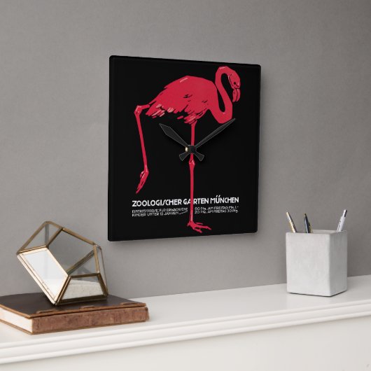 Roze flamingovogel uit de dierentuin van München i Vierkante Klok (Kantoor)