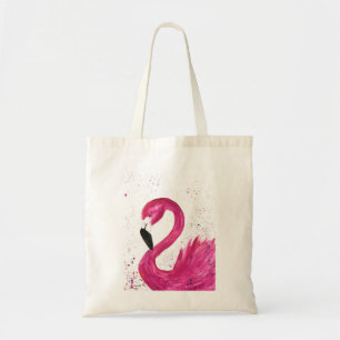 Roze flamingovogel waterverf meisjesachtig chic tr tote bag