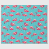 Roze flamingvogels op de achtergrond van turkooize cadeaupapier (Vlak)