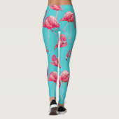 Roze flamingvogels op de achtergrond van turkooize leggings (Achterkant)
