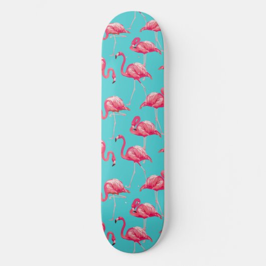 Roze flamingvogels op de achtergrond van turkooize skateboard (Voorkant)