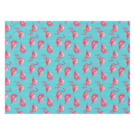 Roze flamingvogels op de achtergrond van turkooize tafelkleed (Voorkant (Horizontaal))